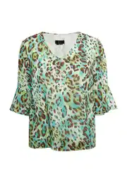 Bluza tirkiz / smeđa / zelena / bijela