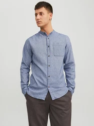 JACK & JONES Hemd JJEBand Komfort Fit Freizeithemd blaumeliert