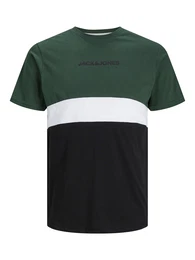 T-Shirt 'JJEReid' dunkelgrn / schwarz / wei