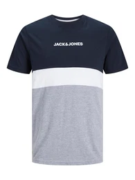 T-Shirt 'JJEReid' navy / graumeliert / wei
