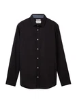 TOM TAILOR Hemd Langarmhemd STRETCH POPLIN Schwarz/Hellblau/Rot