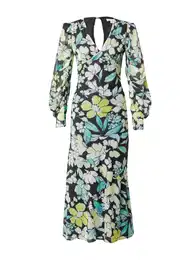 Šaty tyrkysová / limetková / černá / offwhite