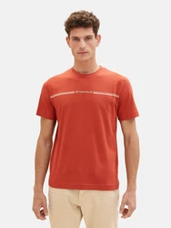 TOM TAILOR T-Shirt (OCS) rostrot/weiß