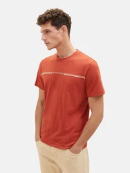 TOM TAILOR T-Shirt (OCS) rostrot/weiß
