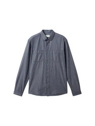 TOM TAILOR Hemd Langarmhemd taubenblau