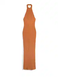 Úpletové šaty oranžová / stříbrná