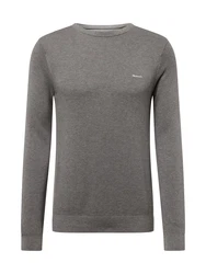 Gant Rundhalspullover Pique-Strickpullover Grau