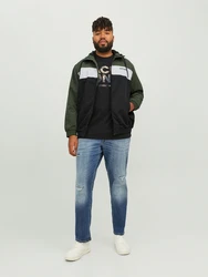Jack & Jones Plus Jacke JJERUSH dunkelgrn/schwarz/wei