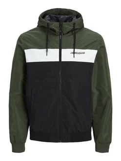 Jack & Jones Plus Jacke JJERUSH dunkelgrn/schwarz/wei