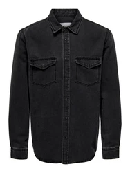 ONLY & SONS Hemd 'BANE' Denim grau/denim