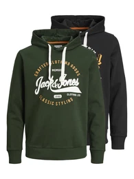 Sweatshirt 'MIKK' dunkelgrn / hellorange / schwarz / wei