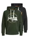 JACK & JONES Sweatshirt 'MIKK' dunkelgrn / hellorange / schwarz / wei