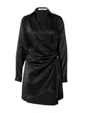 Černé Saténové Šaty S Výstřihem Na Ramena image