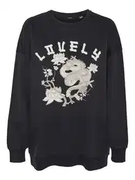 Sweater majica 'TANYA' bež / ecru/prljavo bijela / crna