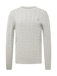 Gant Rundhalspullover COTTON CABLE C-NECK graumeliert/grau/grau melange
