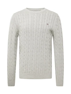 Gant Rundhalspullover COTTON CABLE C-NECK graumeliert/grau/grau melange