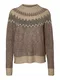 VERO MODA Svetr 'SIMONE'  tmavě béžová / hnědá / jedle