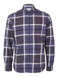 SELECTED HOMME Hemd 'Regowen' indigo/dunkellila/weiß