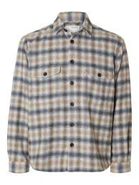 Jacke 'SLHMason-Bax' dunkelblau / hellbraun / wei
