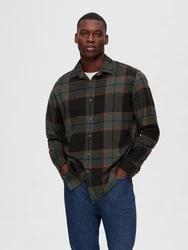 SELECTED HOMME Hemd 'Regowen' braun/dunkelgrün/schwarz