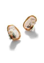 Náušnice 'Elle' hnědá / zlatá / zelená
