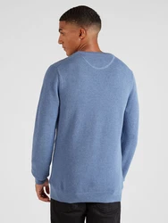 Gant Rundhalspullover Pique-Strickpullover jeansblau melange