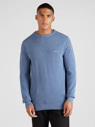 Gant Rundhalspullover Pique-Strickpullover jeansblau melange