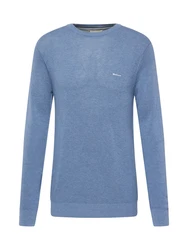Gant Rundhalspullover Pique-Strickpullover jeansblau melange