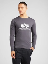 ALPHA INDUSTRIES Shirt dunkelgrau/weiß