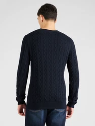 Gant Rundhalspullover COTTON CABLE C-NECK Blau