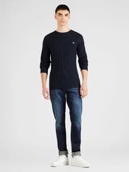 Gant Rundhalspullover COTTON CABLE C-NECK Blau
