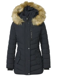 Zimní parka námořnická modř / tmavě modrá / světle hnědá