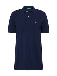 United Colors of Benetton Poloshirt mit Logo in Brusthöhe dunkelblau