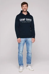 CAMP DAVID Sweatshirt mit Logo-Print nachtblau/weiß