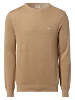 Gant Rundhalspullover Pique-Strickpullover Beige/Khaki/Braun/Beige/Khaki/Braun