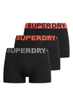 Superdry Herren Boxershorts TRUNK TRIPLE PACK Schwarz/Orange