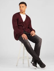 ABOUT YOU Strickjacke 'Mirco' burgunder / schwarz