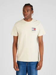 Tommy Jeans T-Shirt 'Essential' creme / dunkelblau / rot / weiß