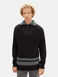 TOM TAILOR Denim Pullover graumeliert/schwarz