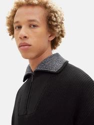 TOM TAILOR Denim Pullover graumeliert/schwarz