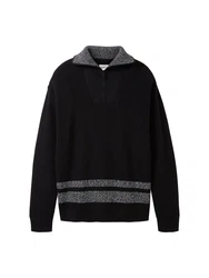 TOM TAILOR Denim Pullover graumeliert/schwarz