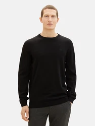 TOM TAILOR Strickpullover Basic Crewneck Knit schwarz