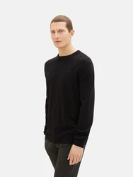 TOM TAILOR Strickpullover Basic Crewneck Knit schwarz