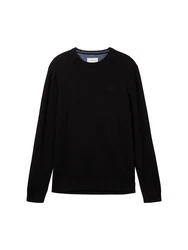TOM TAILOR Strickpullover Basic Crewneck Knit schwarz