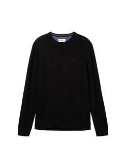 TOM TAILOR Strickpullover Basic Crewneck Knit schwarz
