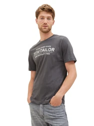 TOM TAILOR T-Shirt mit Frontprint dunkelgrau/wei