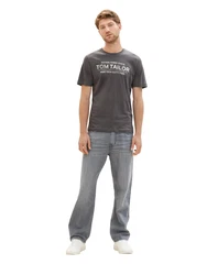 TOM TAILOR T-Shirt mit Frontprint dunkelgrau/wei