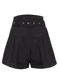 Kalhoty se sklady v pase černá