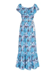 Šaty nebeská modř / pink / bílá