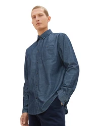 TOM TAILOR Hemd Langarm in feiner Cordoptik navy